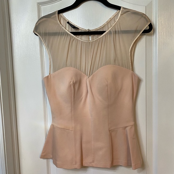 BEBE sheer peplum top size M - Picture 2 of 4